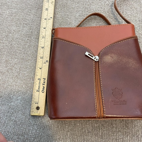 Leather Crossbody Bag Womens Small Brown Made In Italy Adjustable Strap - Picture 6 of 7